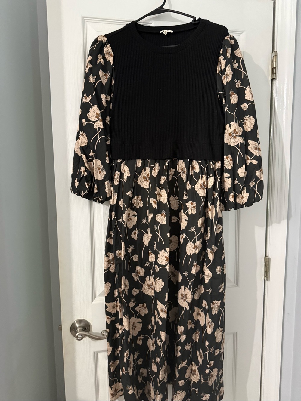 JODIFL Black Maxi Dress with Cream Floral Print